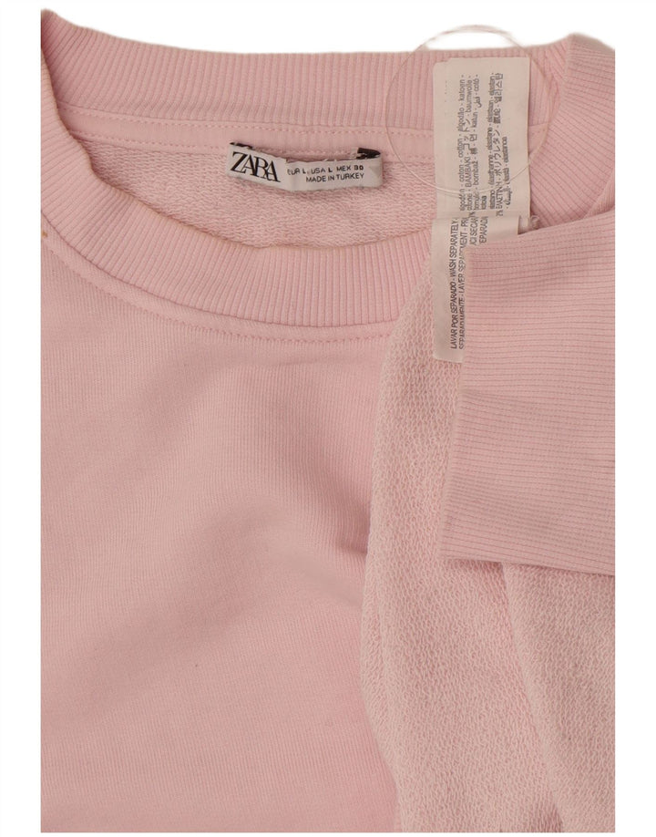 Damski sweter oversize Zara UK 16, duży, różowy, bawełniany