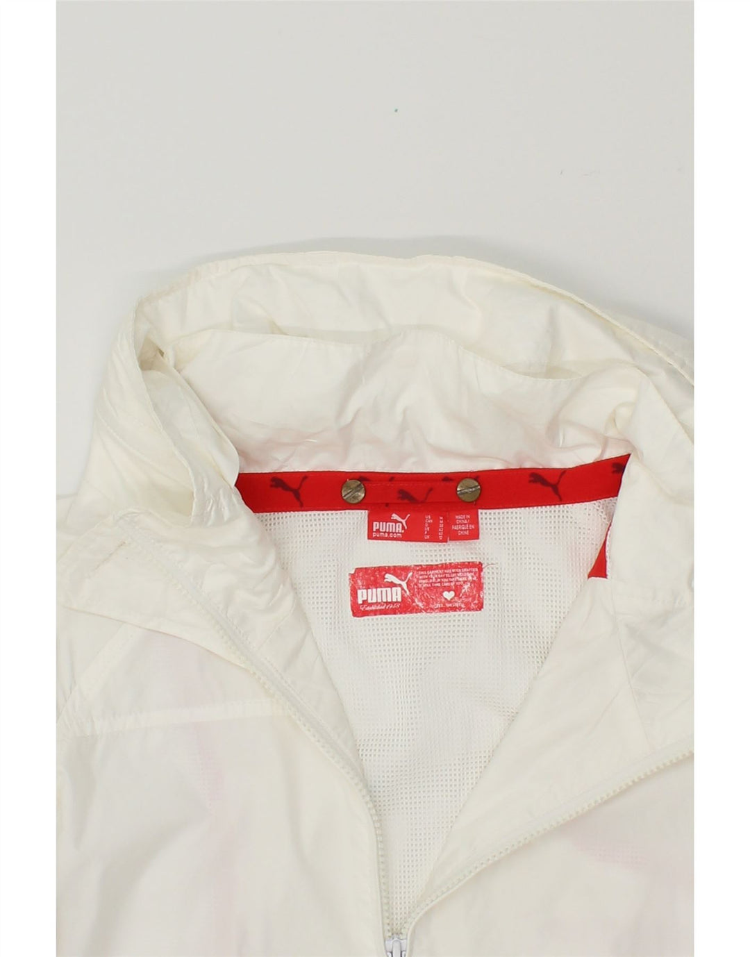 PUMA Womens Rain Jacket UK 12 Medium White Polyester Vintage Puma and Second-Hand Puma from Messina Hembry 