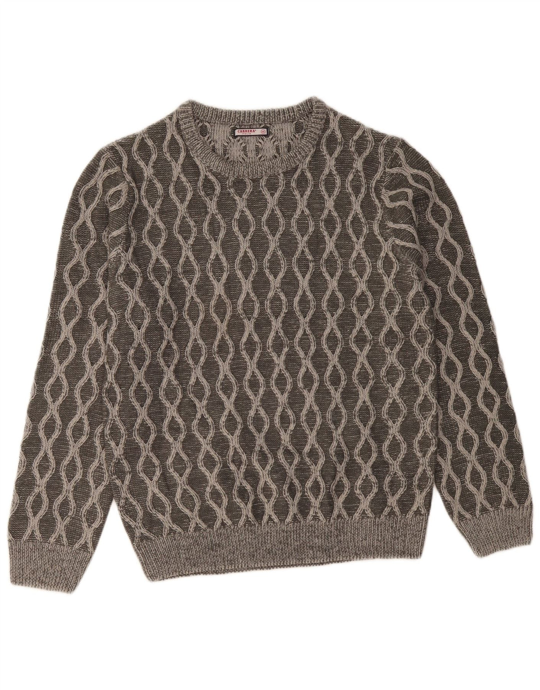 Męski sweter CARRERA z okrągłym dekoltem, średnioszary, geometryczny akryl