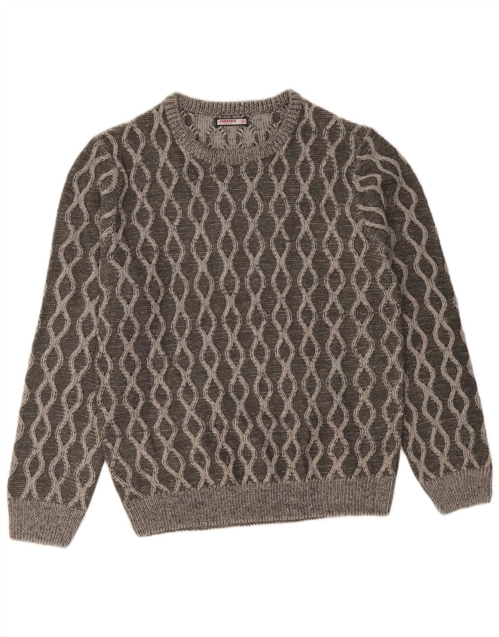 Męski sweter CARRERA z okrągłym dekoltem, średnioszary, geometryczny akryl