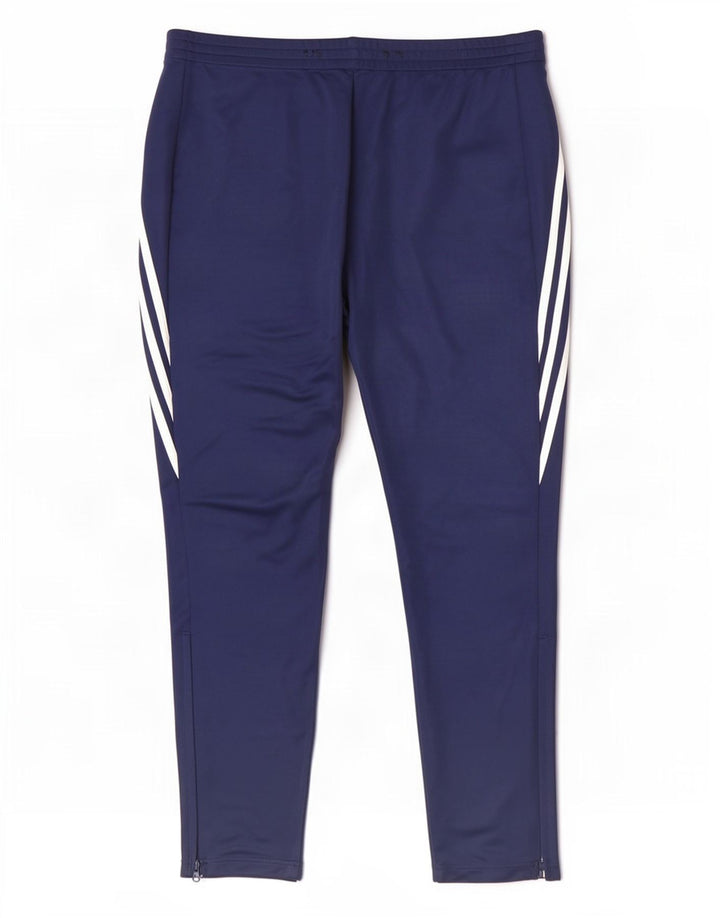Męskie spodnie dresowe Adidas Climalite 2XL granatowe, poliestrowe
