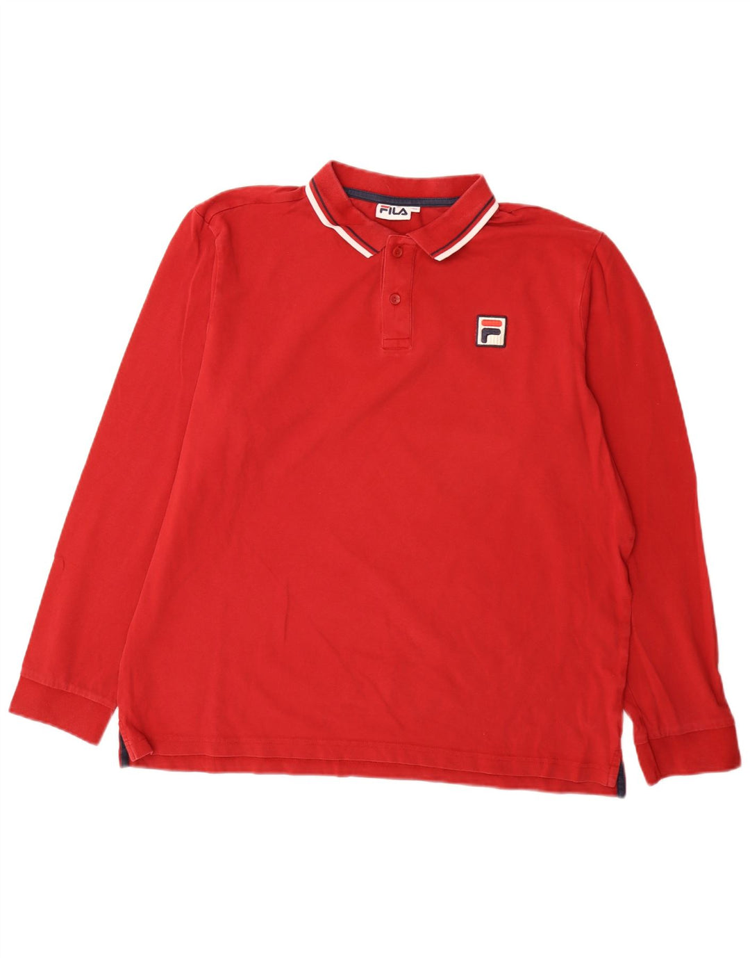 Męska koszulka polo Fila z długim rękawem 2XL w czerwone paski