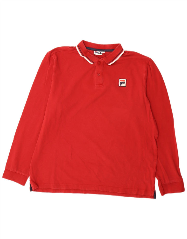 Męska koszulka polo Fila z długim rękawem 2XL w czerwone paski