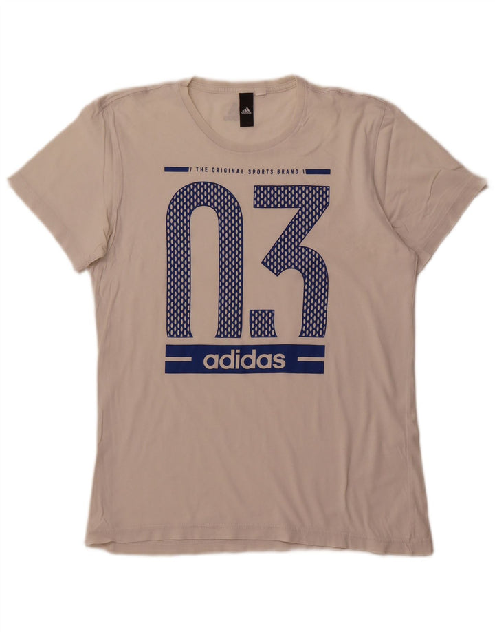Męski T-shirt z grafiką ADIDAS, mały, biały