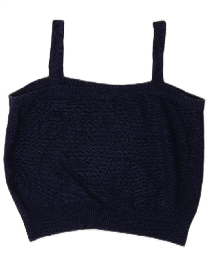 Vintage damski top na ramiączkach UK 14, średni granatowy