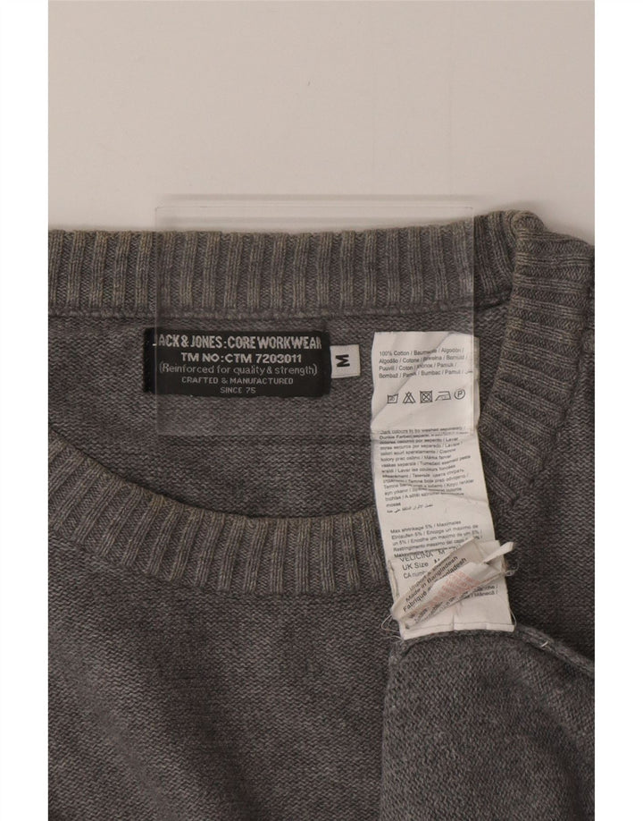 JACK & JONES Męski sweter z okrągłym dekoltem, średnioszary, bawełniany