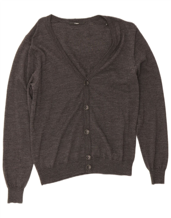 Z ZEGNA Damski sweter kardigan US 6 Średnioszary wełniany