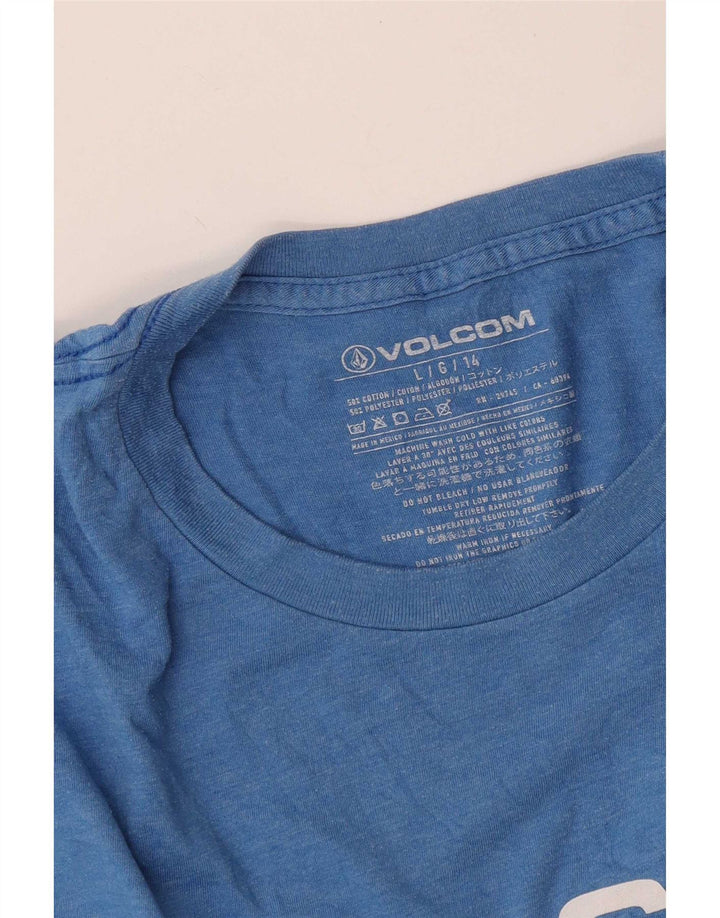 Męski T-shirt z grafiką Volcom, duży, niebieski, bawełniany
