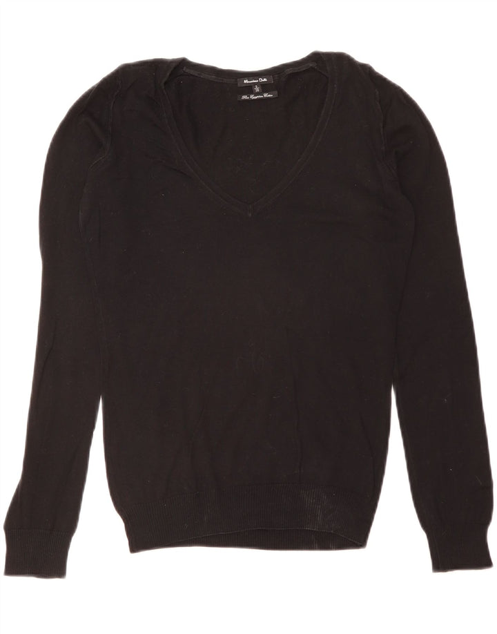Sweter damski Massimo Dutti z dekoltem w kształcie litery V, UK 10, mały czarny