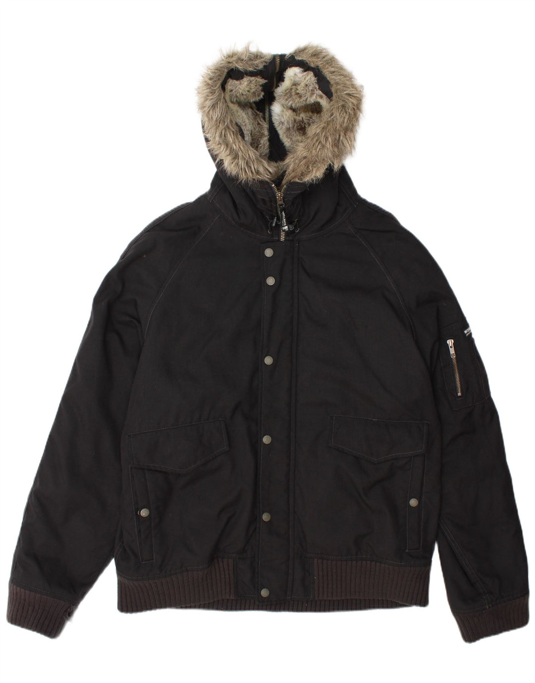 Męska wyściełana kurtka bomber z kapturem Woolrich UK 42 XL czarna