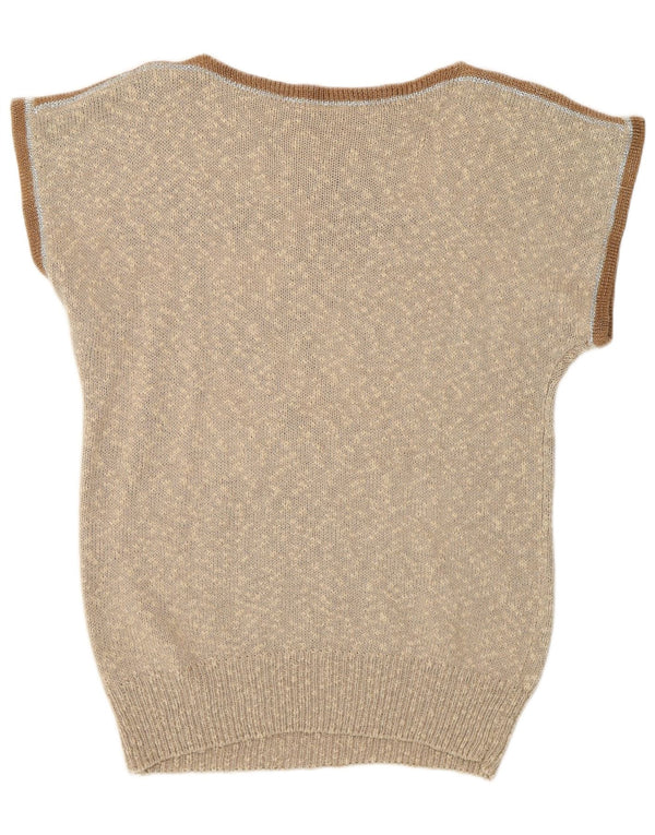 Vintage Womens Vest Tank Top EU 38/40 Medium Beige Fair Isle Butterfly