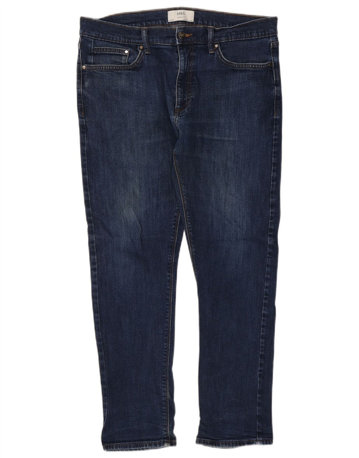 Marks & Spencer Męskie jeansy slim W34 L29 Niebieskie bawełniane