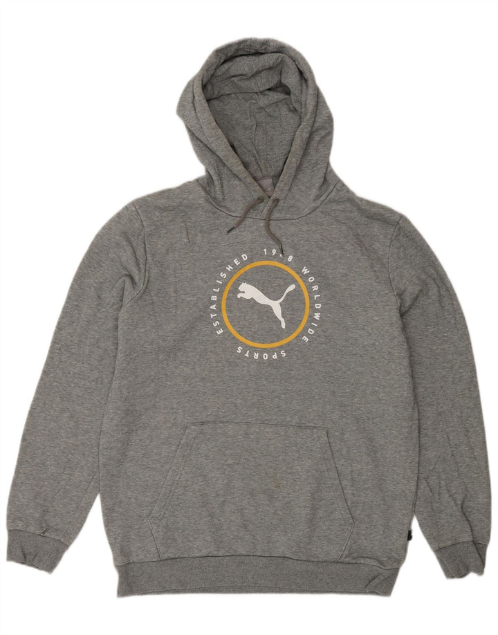 Męski sweter z kapturem i grafiką PUMA, średnioszary, bawełniany
