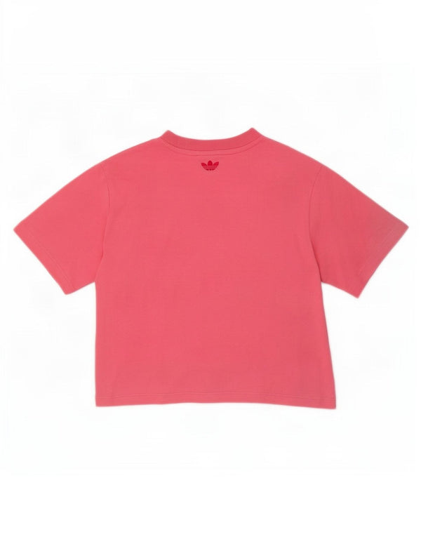 Damska koszulka Adidas Crop Graphic Top UK 10 Small Pink Cotton