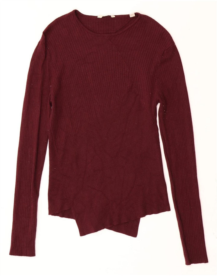 Sweter damski Jack Wills z dekoltem w łódkę UK 10 Small Burgundowa wiskoza