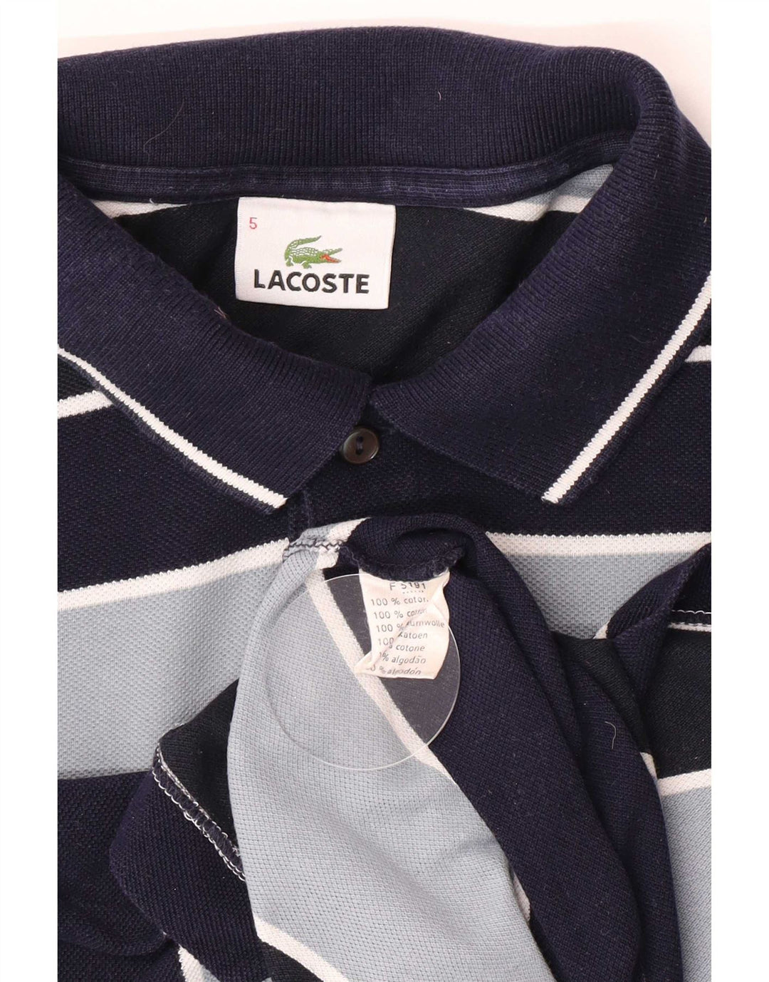 Męska koszulka polo Lacoste, rozmiar 5, duża, bawełniana w granatowe paski
