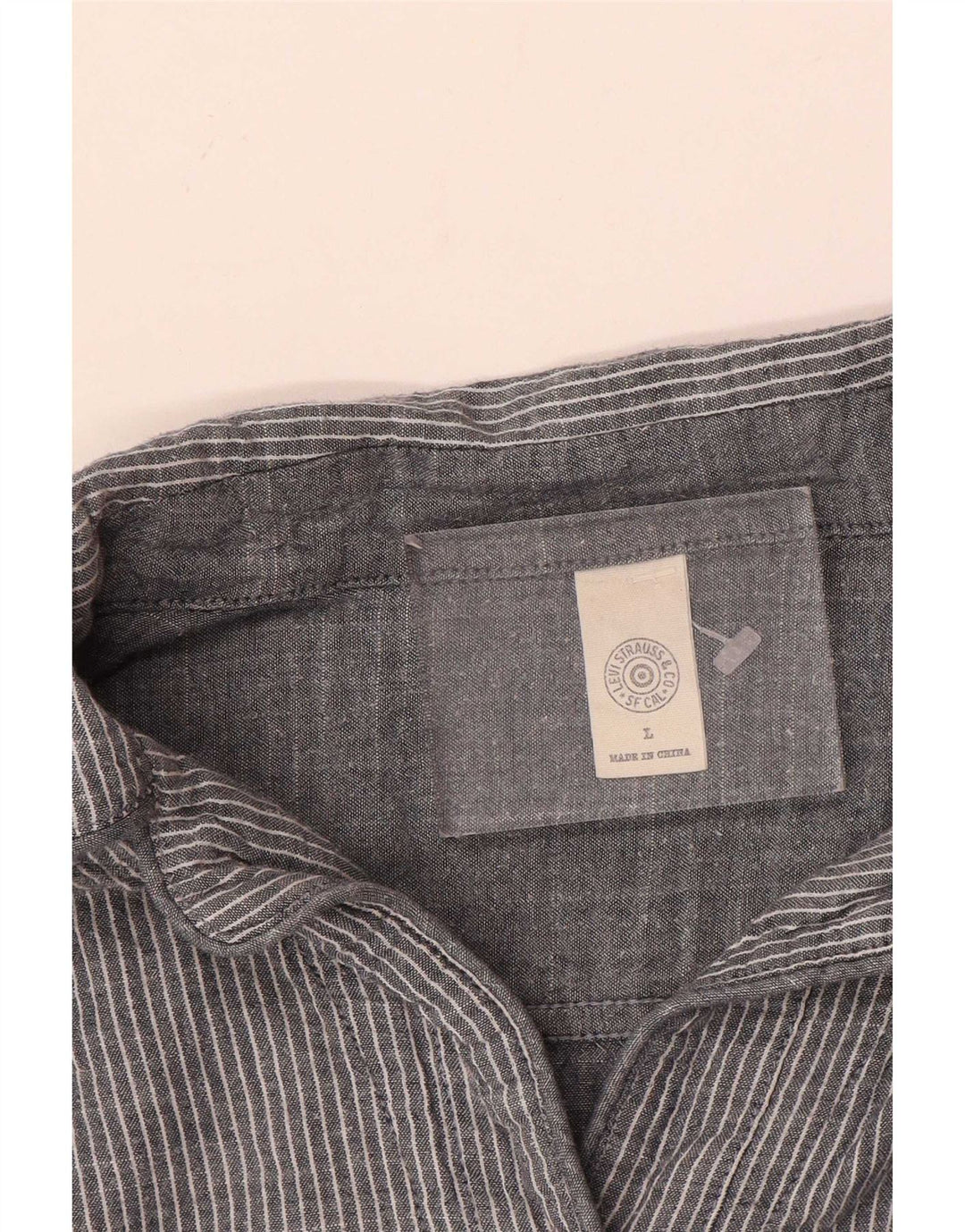 Damska sukienka koszulowa Levi's UK 16, duża, szara, bawełniana w prążki