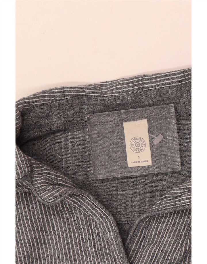 Damska sukienka koszulowa Levi's UK 16, duża, szara, bawełniana w prążki