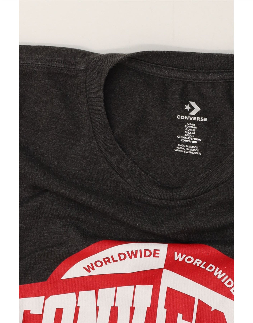 Męski T-shirt z grafiką CONVERSE, średni szary