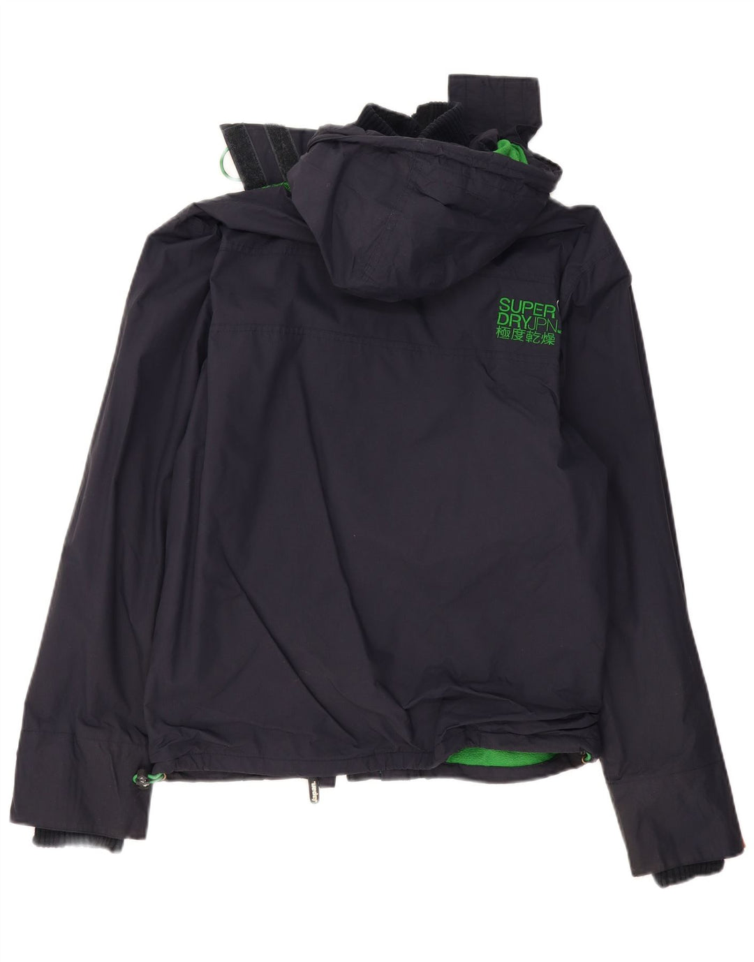 Damska kurtka wiatrówka SUPERDRY z kapturem UK 16, duży granatowy poliester