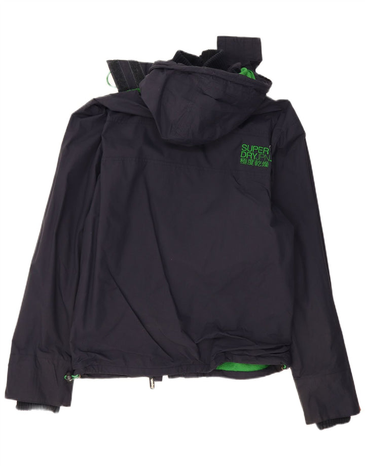 Damska kurtka wiatrówka SUPERDRY z kapturem UK 16, duży granatowy poliester