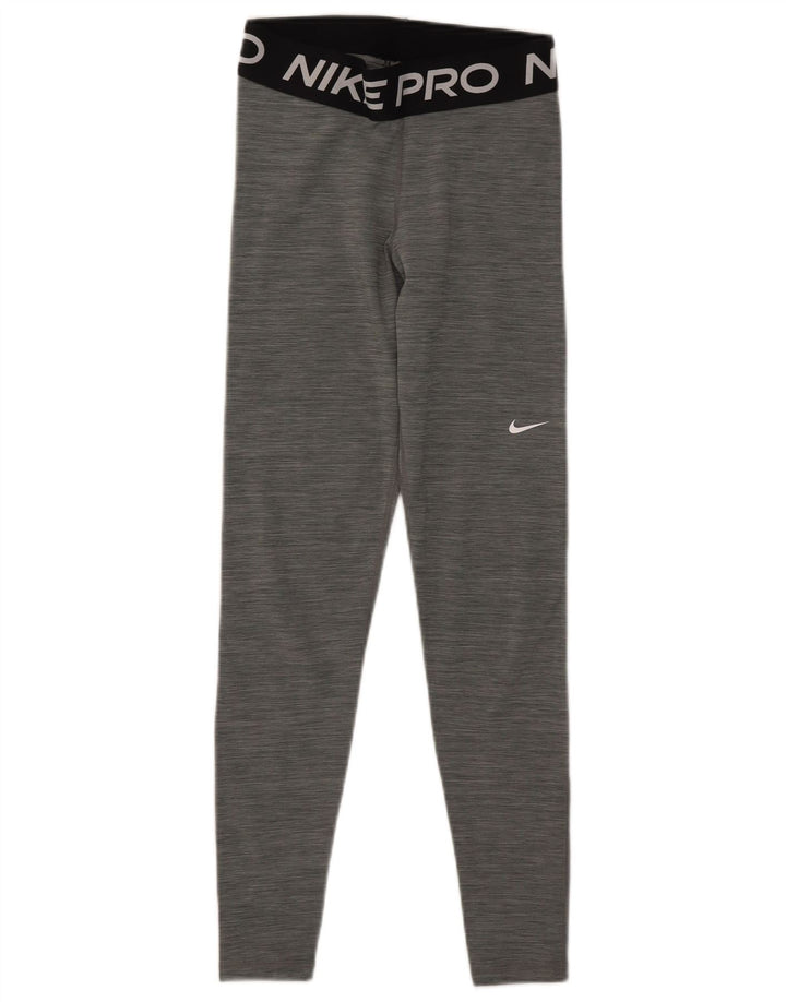 Damskie legginsy Nike Dri Fit Graphic UK 8, małe, szare nakrapiane