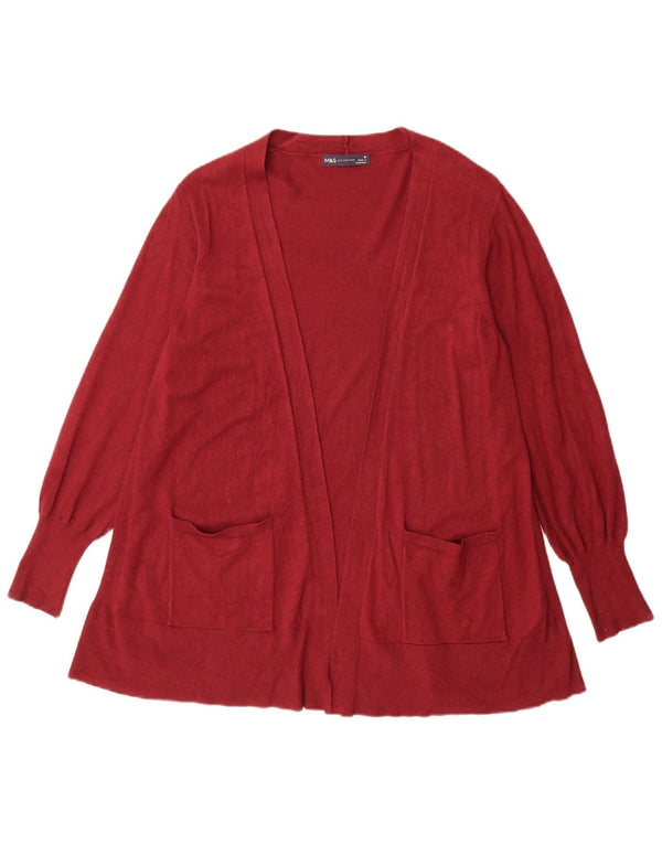 Marks & Spencer Damski sweter rozpinany o długim kroju, UK 14, średni burgund