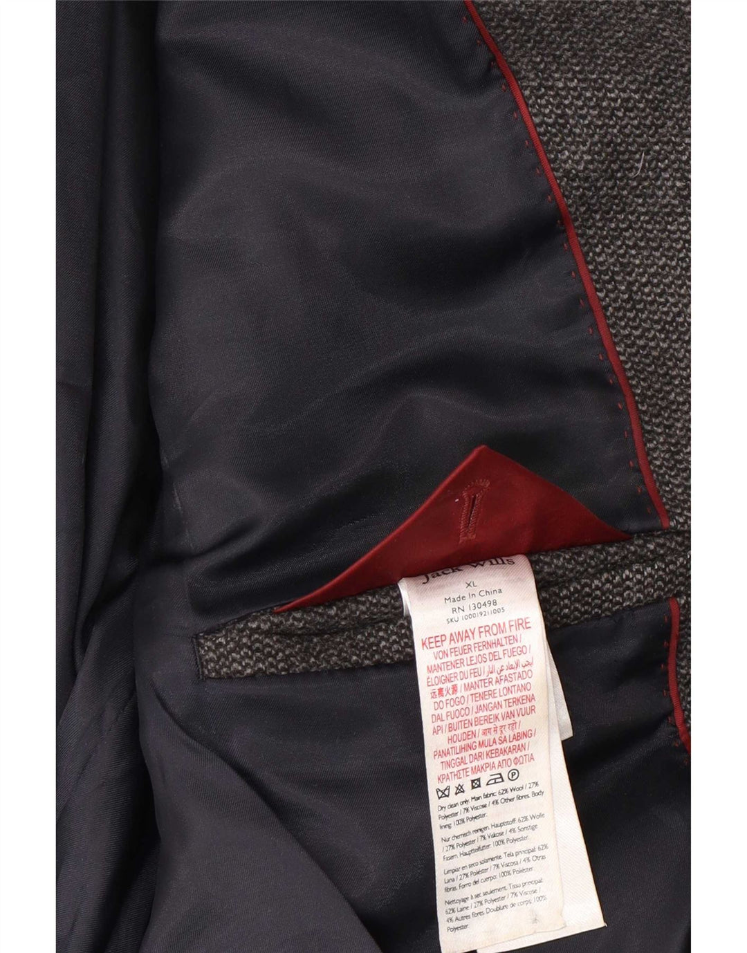 Męska marynarka zapinana na 2 guziki Jack Wills UK 42 XL Szara wełna