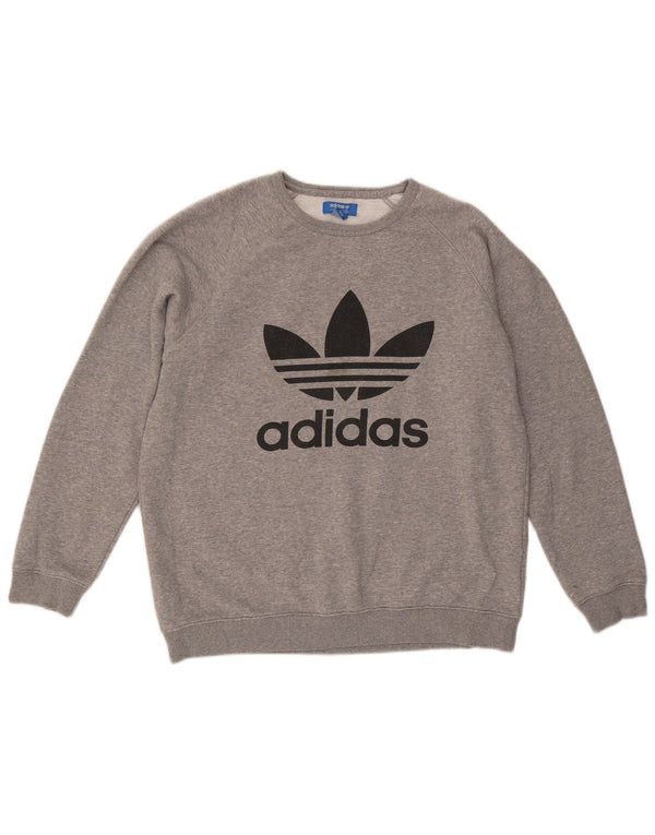 Męska bluza z grafiką ADIDAS, duża, szara, nakrapiana bawełna
