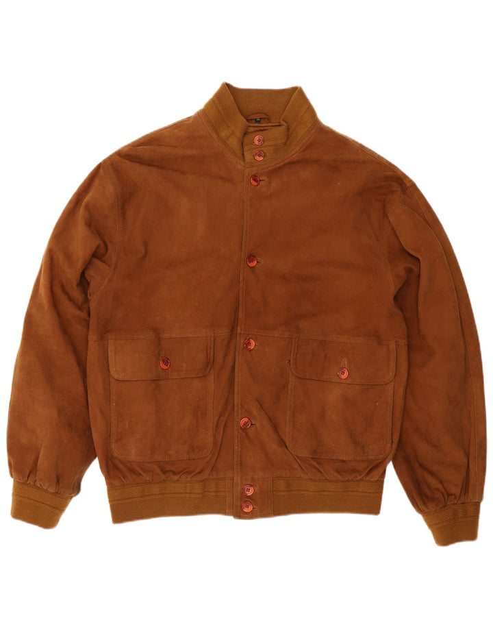 Vintage męska zamszowa kurtka bomber IT 56 3XL brązowa skóra