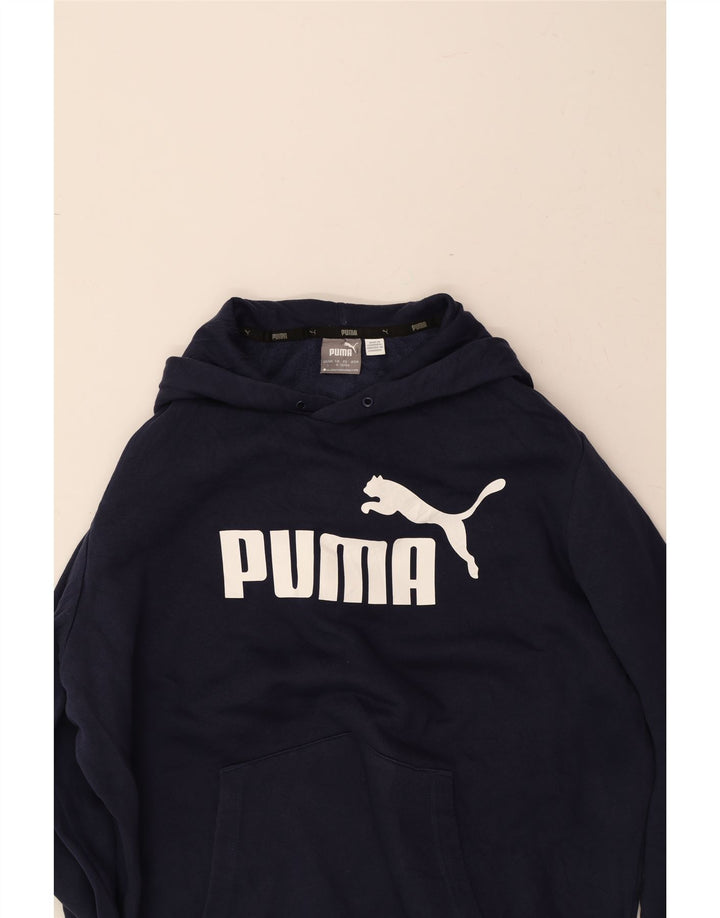 PUMA Mens Graphic Hoodie Jumper Large Navy Blue Vintage Puma and Second-Hand Puma from Messina Hembry 