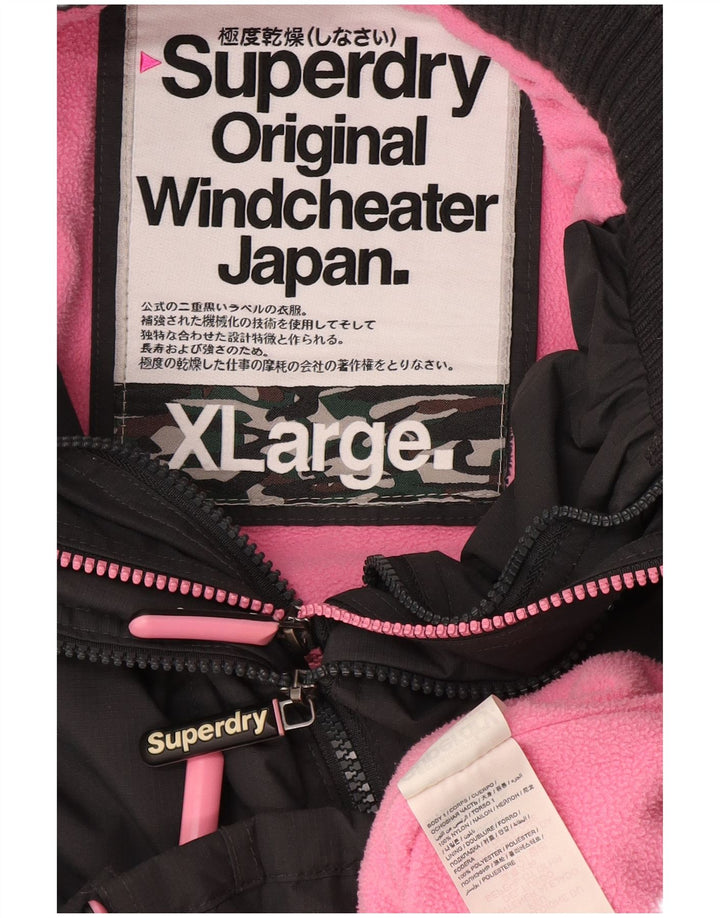 SUPERDRY Damska kurtka wiatrówka The Windcheater Graphic UK 18 XL, szara