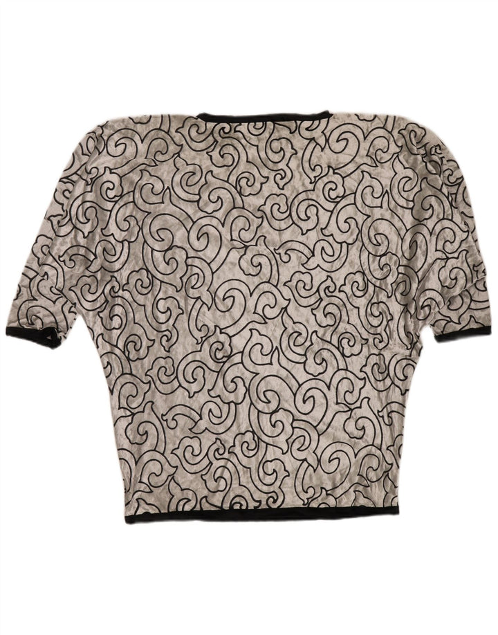 VINTAGE Damska tunika Batwing Velvet UK 22 3XL srebrna geometryczna wiskoza