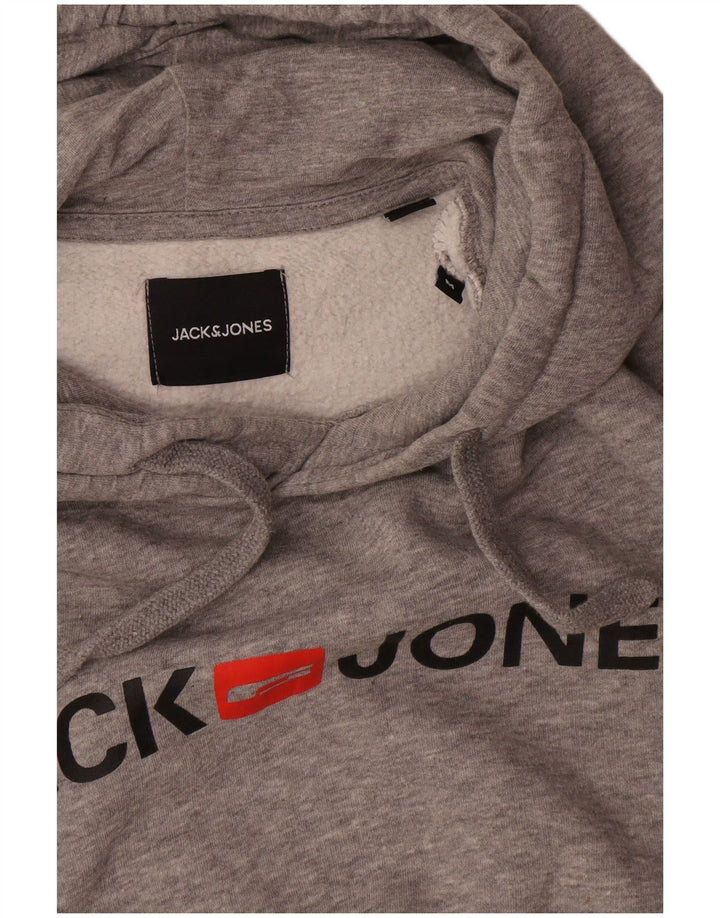 Męski sweter z kapturem i grafiką Jack & Jones, średnioszary, nakrapiany