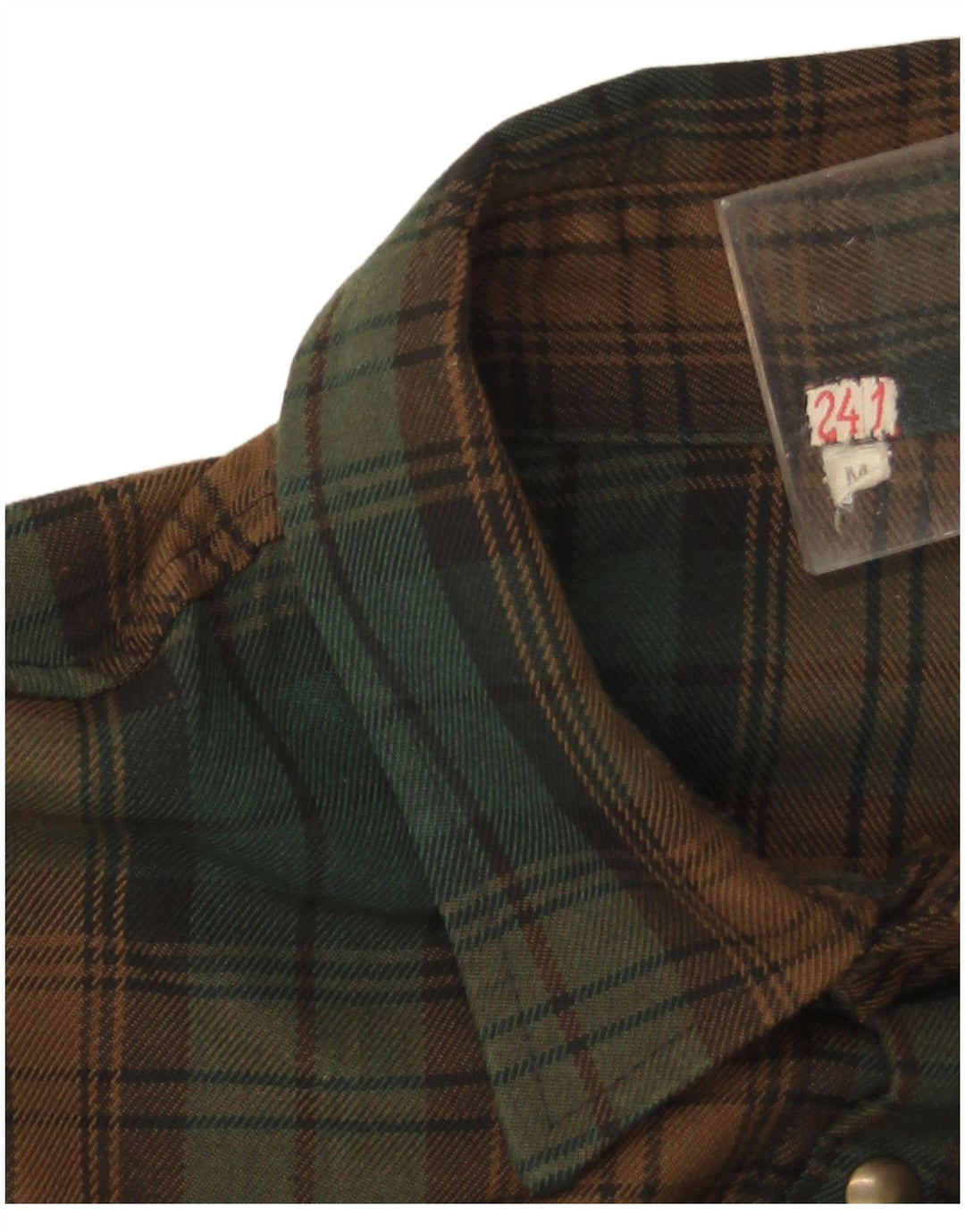 Vintage męska koszula flanelowa w średnią zieloną kratkę
