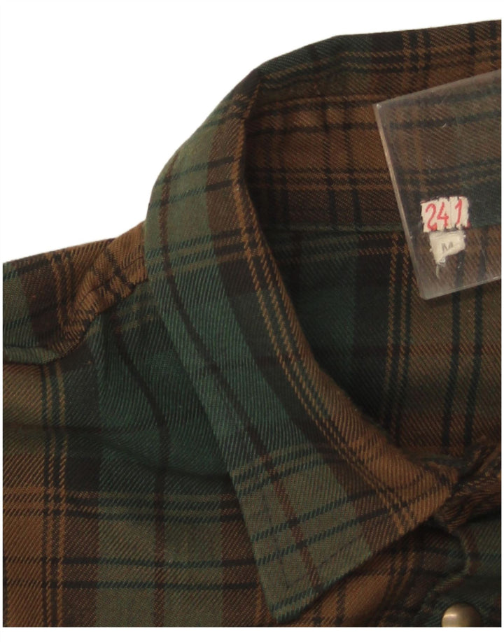 Vintage męska koszula flanelowa w średnią zieloną kratkę
