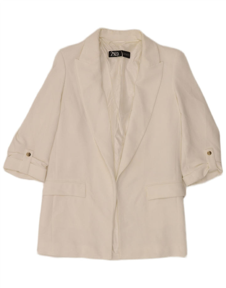 Damska marynarka Zara, otwarta, oversize, UK 6 XS, biały poliester