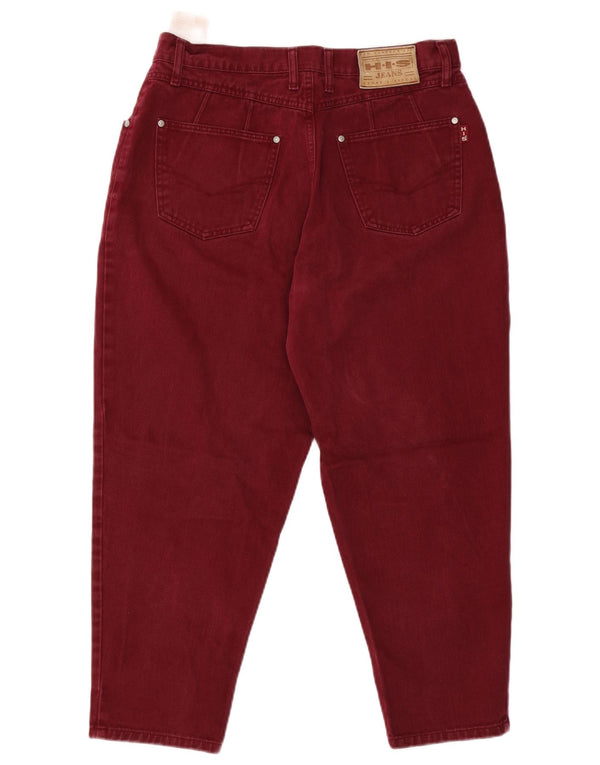 H.I.S Damskie jeansy z wysokim stanem, zwężane UK 20 2XL W34 L25 Burgundowe
