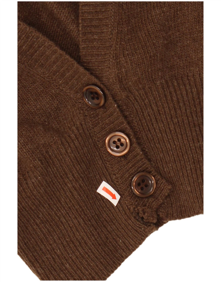 Sweter damski VINTAGE Crop Cardigan UK 14 Średni brąz z owczej wełny