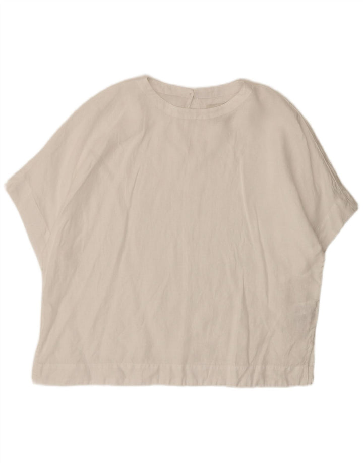 Marks & Spencer Damska bluzka oversize UK 14, duża, biała, lniana