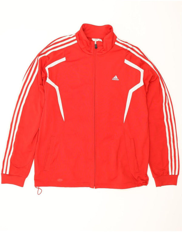 ADIDAS Mens Climalite Tracksuit Top Jacket Large Red Polyester