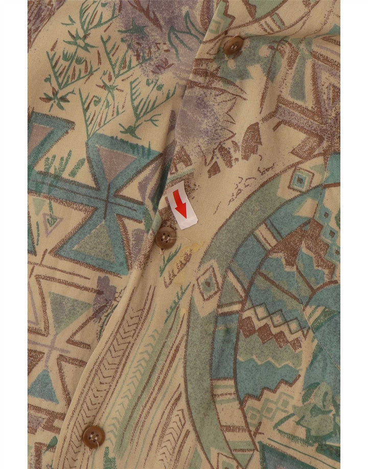 Koszula męska z krótkim rękawem w stylu vintage, duża, wielobarwna, geometryczna