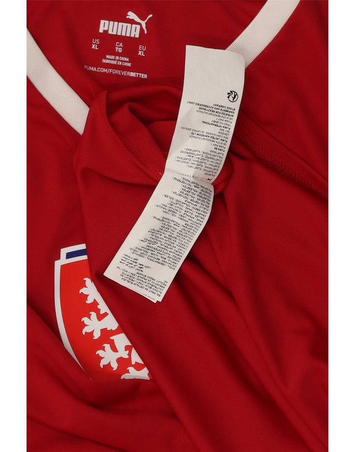 Męska koszulka z grafiką Puma Czech Republic, top XL, czerwony poliester