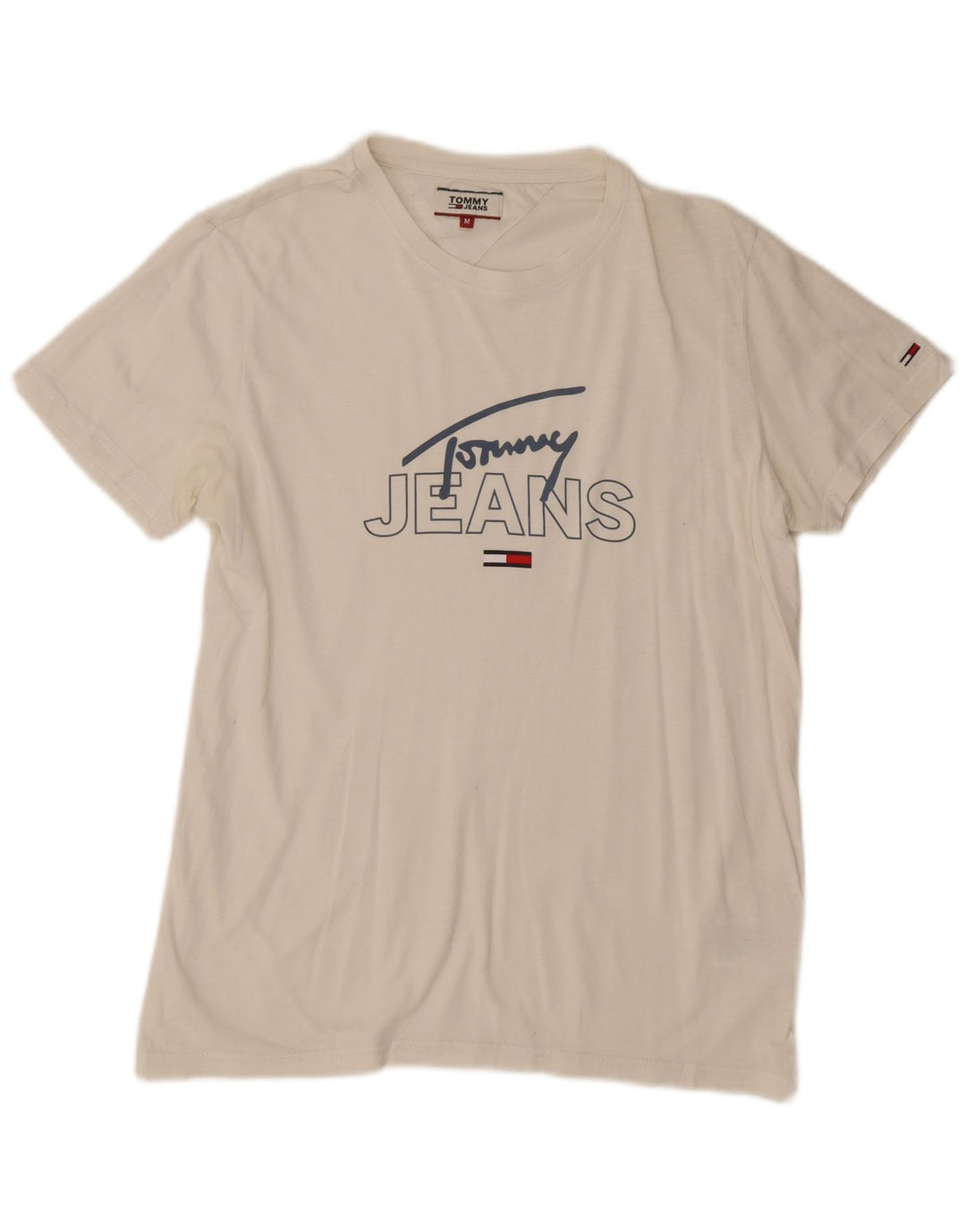 Męska koszulka z grafiką Tommy Hilfiger, średnia, biała bawełna