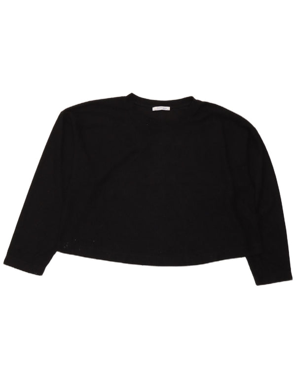 Damska koszulka Zara Trafaluc Crop Oversize z długim rękawem UK 10 Small Black