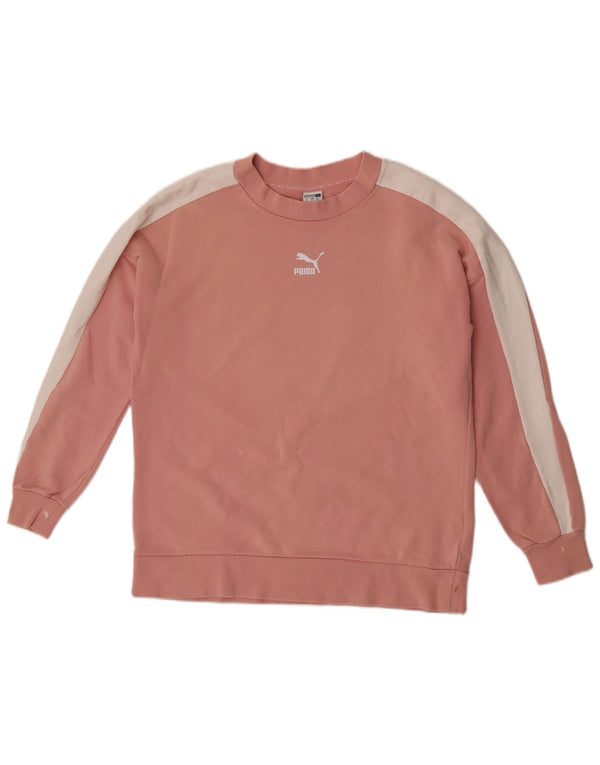 Damska bluza oversize Puma, UK 10, mała, różowa, bawełniana w bloki kolorów