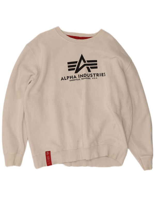 Męska bluza z grafiką Alpha Industries Jumper 2XL Biała bawełna