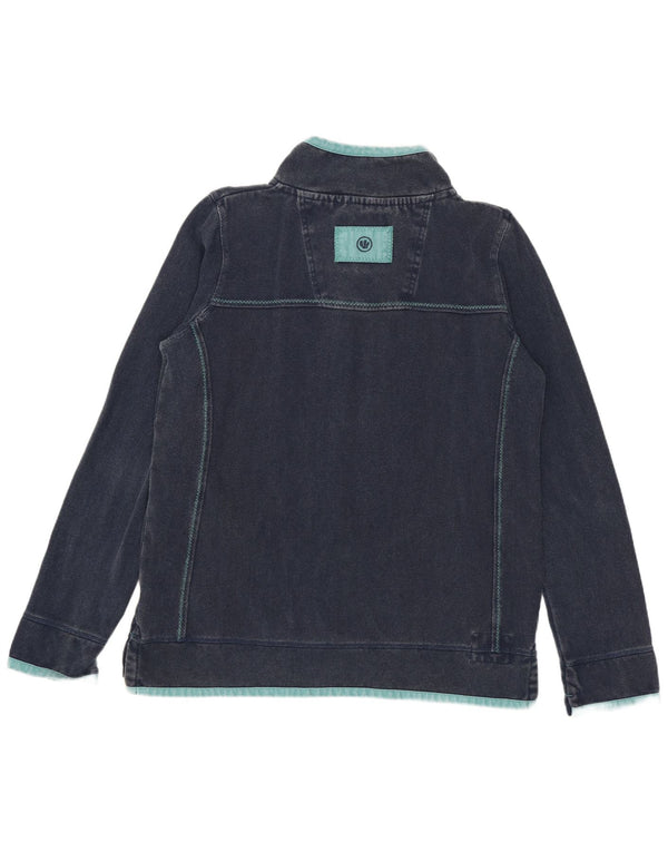 Fat Face Womens Zip Neck Sweatshirt Jumper UK 12 Medium Navy Blue Cotton