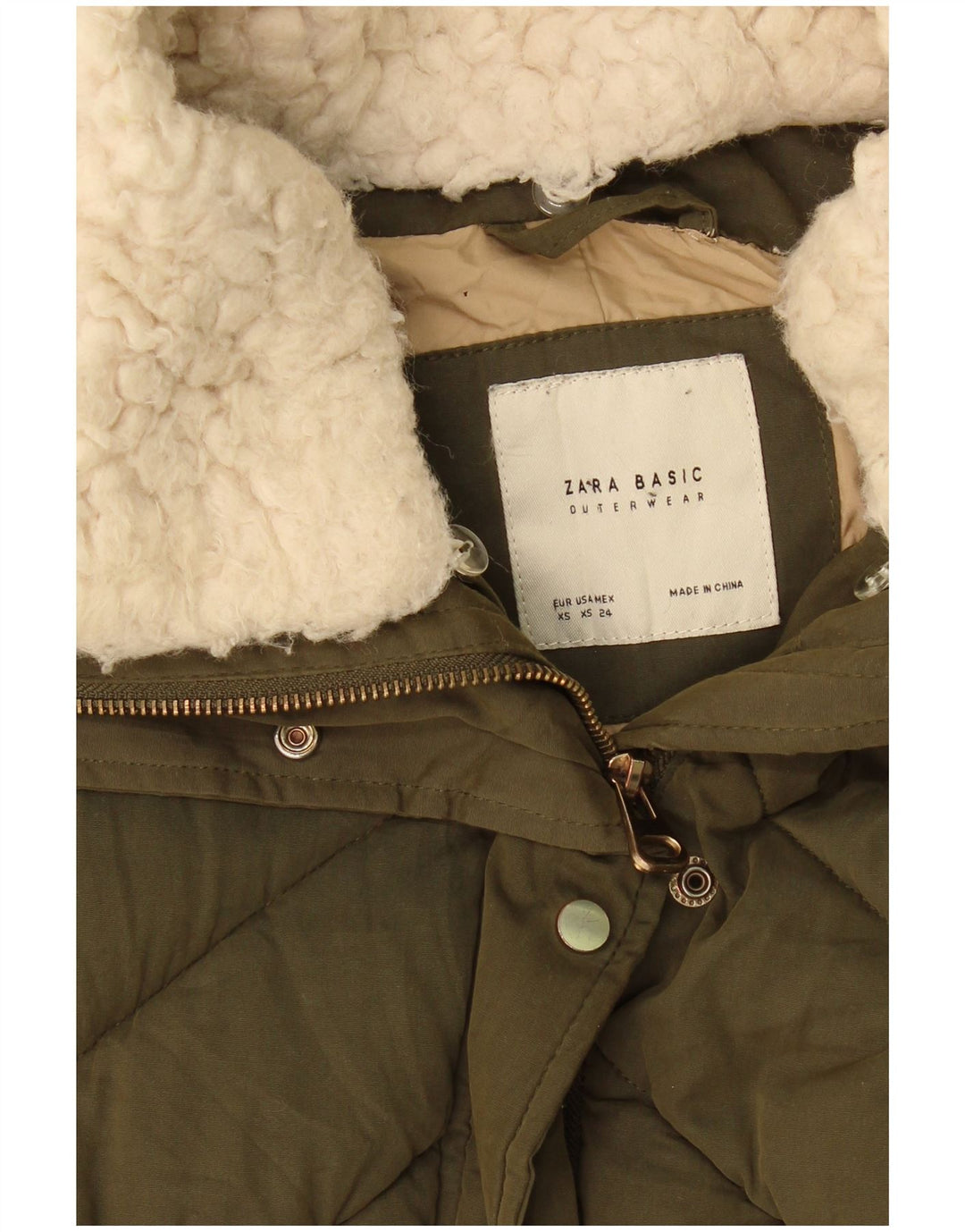 Ocieplana kurtka damska Zara Oversize UK 6 XS Khaki