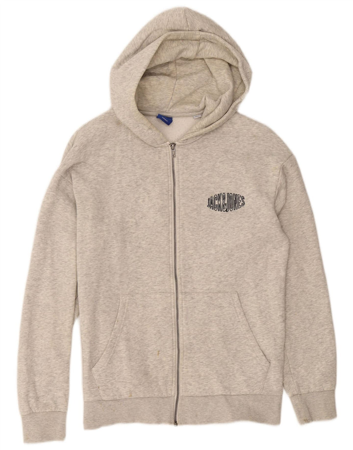 Męski sweter z kapturem i zamkiem JACK & JONES Średnioszary, bawełniany w plamki